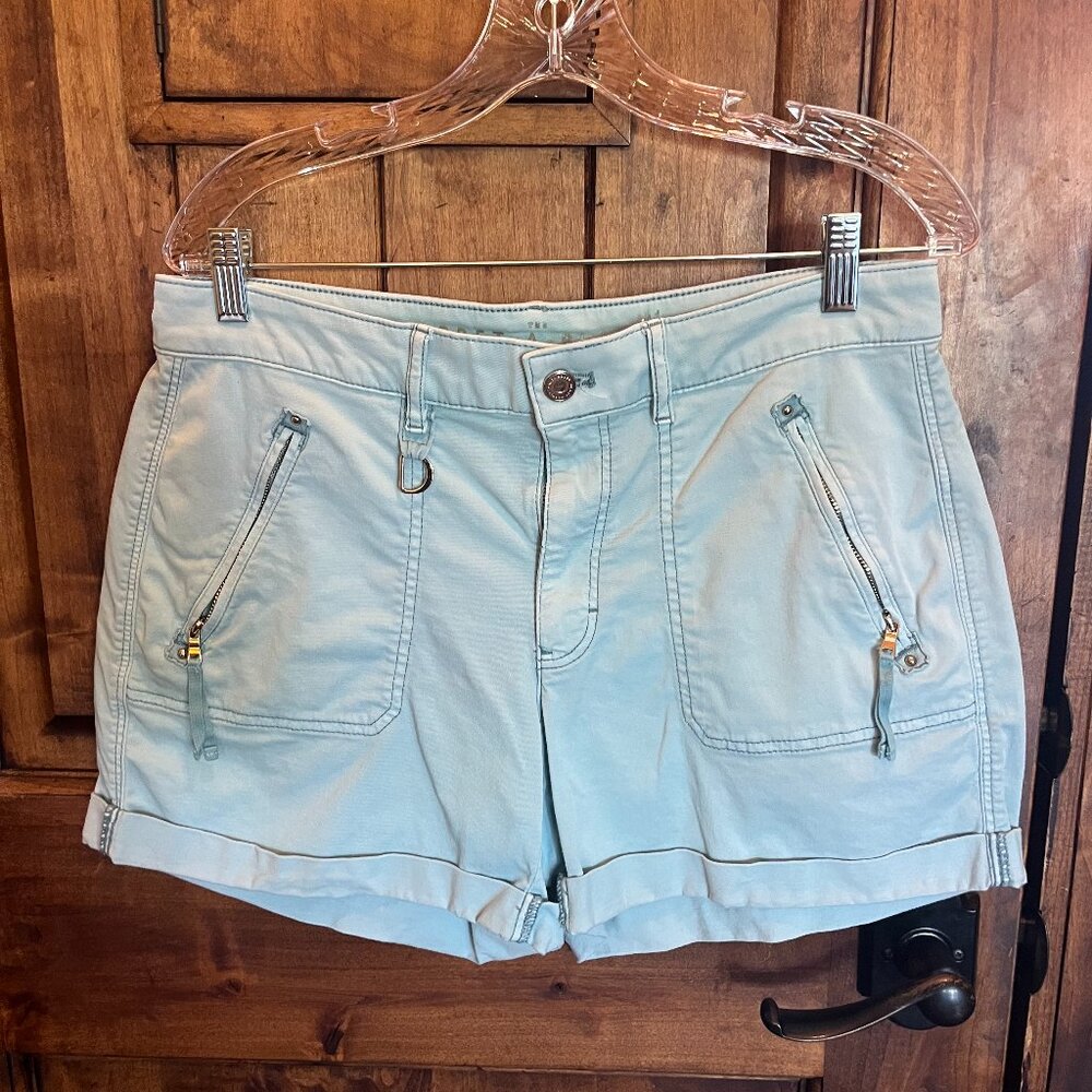 White House Black Market WHBM Light Blue Mid-Rise Pret-a-Play Shorts 8